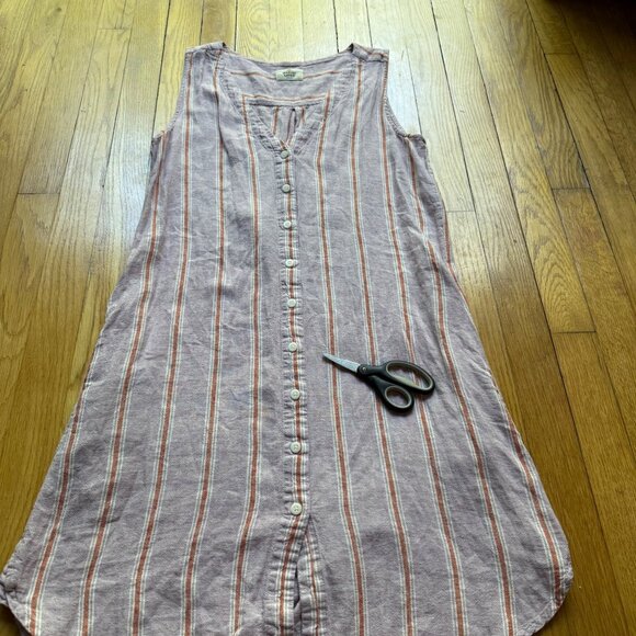 Marine Layer Size M Purple Lavender Stripe Linen Blend Lake Tank Dress - Picture 12 of 16